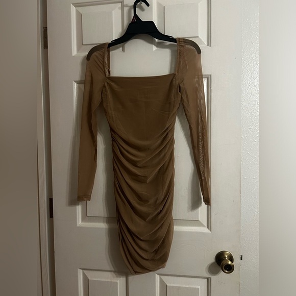 NWT Princess Polly Charvi Long Sleeve Mini Dress Beige - Picture 3 of 8
